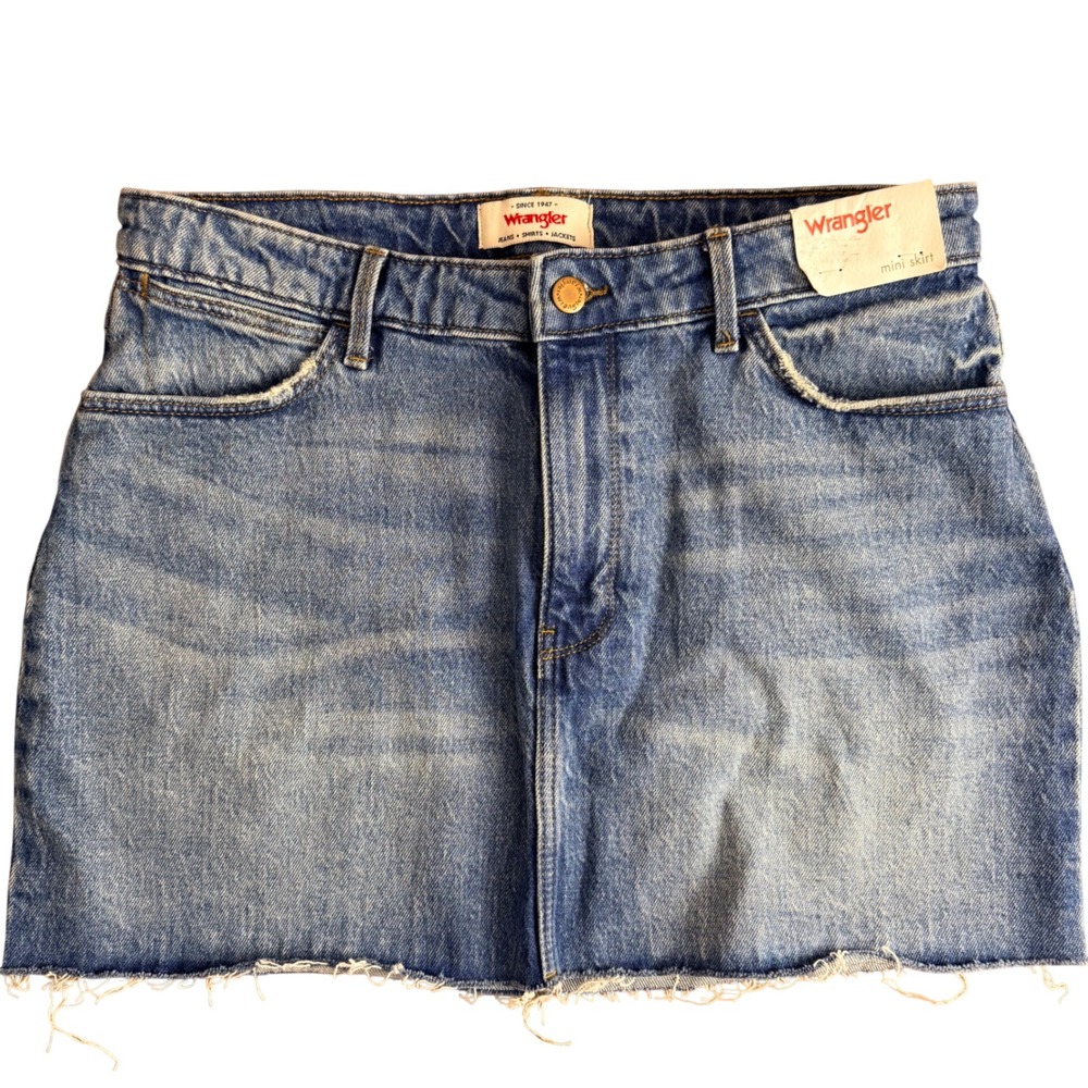 Wrangler‎ Womens Blue Denim Mini Skirt Cutoff Frayed Hem Size 8